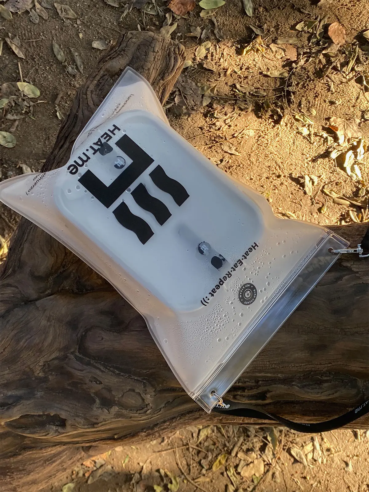 A meal prep was heated up in the lunchbox kit in a sunny spot.